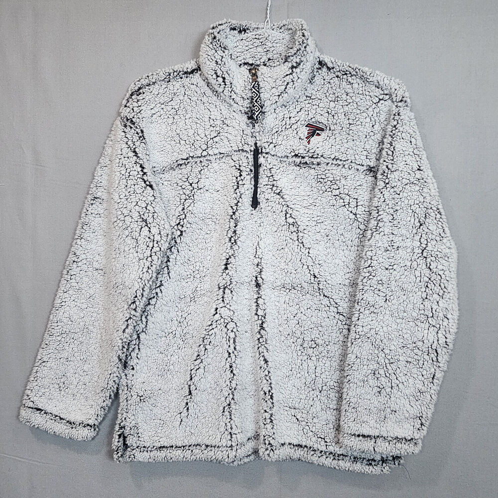 NFL Women's Gray‎ Atlanta Falcons Sherpa Quarter-Zip Pullover Jacket Size M